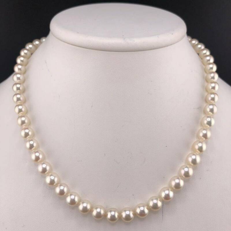 E05-5743 アコヤパールネックレス 7.5mm~8.0mm 43cm 38.8g ( アコヤ真珠 Pearl necklace SILVER )