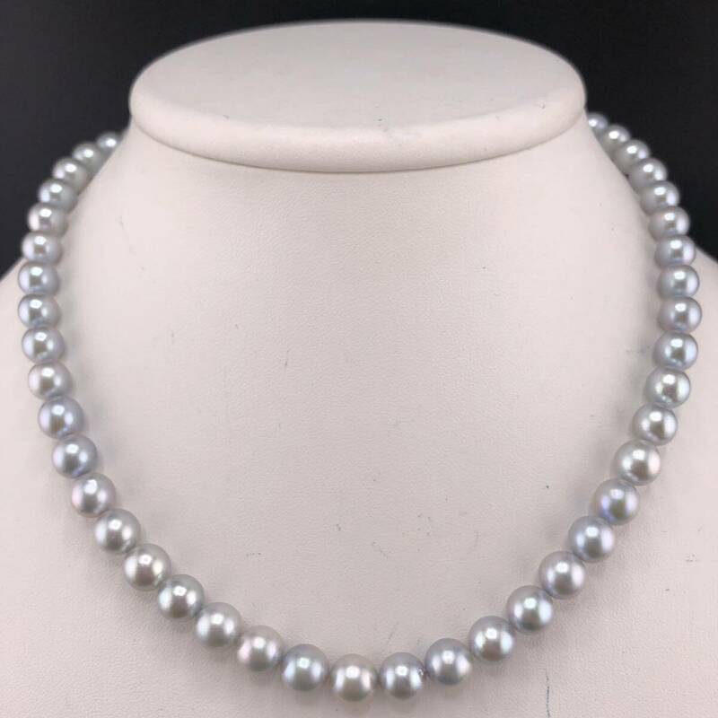E05-5744 アコヤパールネックレス 7.5mm~8.0mm 41cm 37.8g ( アコヤ真珠 Pearl necklace SILVER )