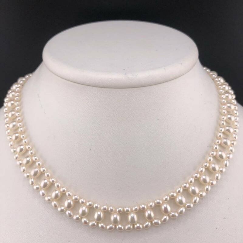 P05-0064 TASAKI☆デザインパールネックレス 26.7g ( タサキ Pearl necklace SILVER デザイン accessory jewelry )