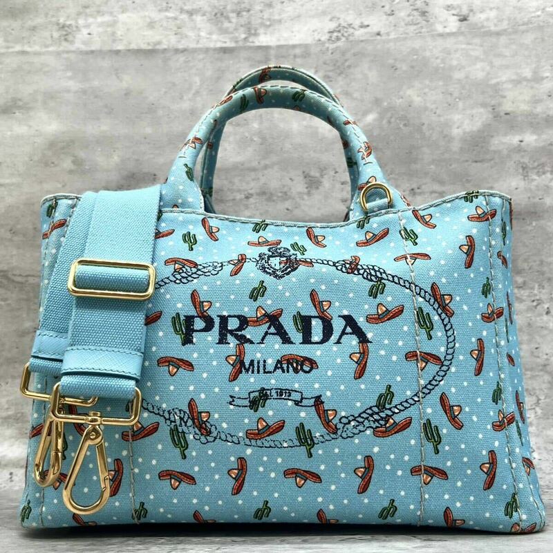 1円〜【希少モデル】プラダ PRADA カナパ Sサイズ ハンドバッグ ショルダーバッグ 2way カウボーイ ギャランティ付き ゴールド金具