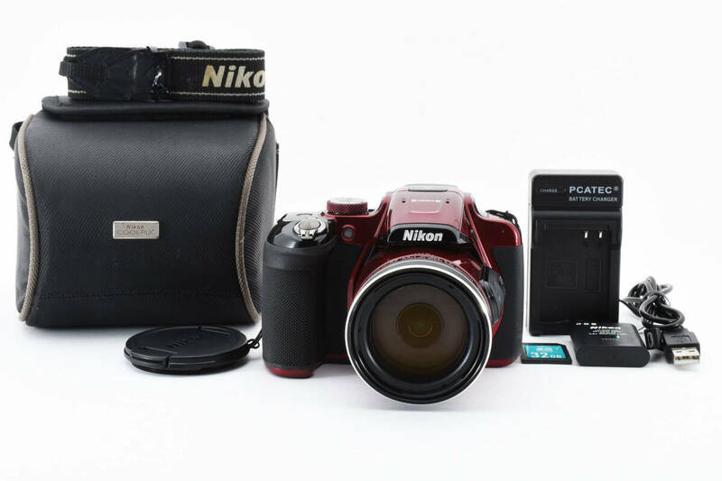 ニコン Nikon Coolpix P610 16.0 MP デジタルカメラ レッド【ケース, ストラップ, 32GBカード付き】#473
