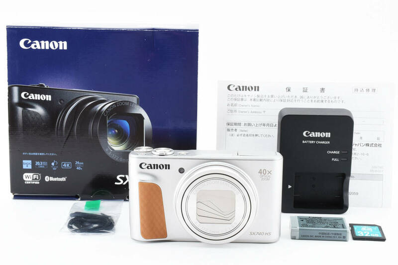 キヤノン Canon PowerShot SX740 HS 20.3MP シルバー 32GBカード&元箱付き #477