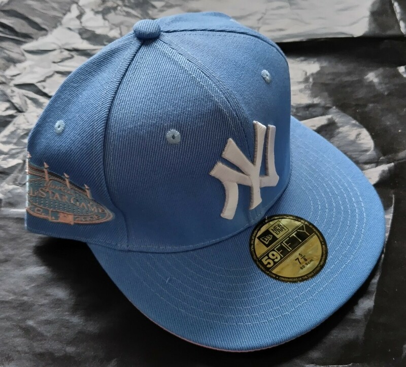 ニューヨーク ヤンキース ニューエラ キャップ 帽子 59FIFTY 7 5/8 60.6cm オールスター サイドパッチ リンゴ 水色 ピンク