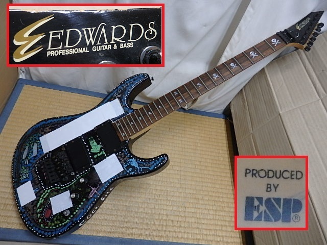 !＊エレキギター EDWARDS Ｐrofessional Ｇuitar ＆ BASS エドワーズ/ドクロ インレイ/フロイドローズ ブリッジ TRS-101/弦ロック式