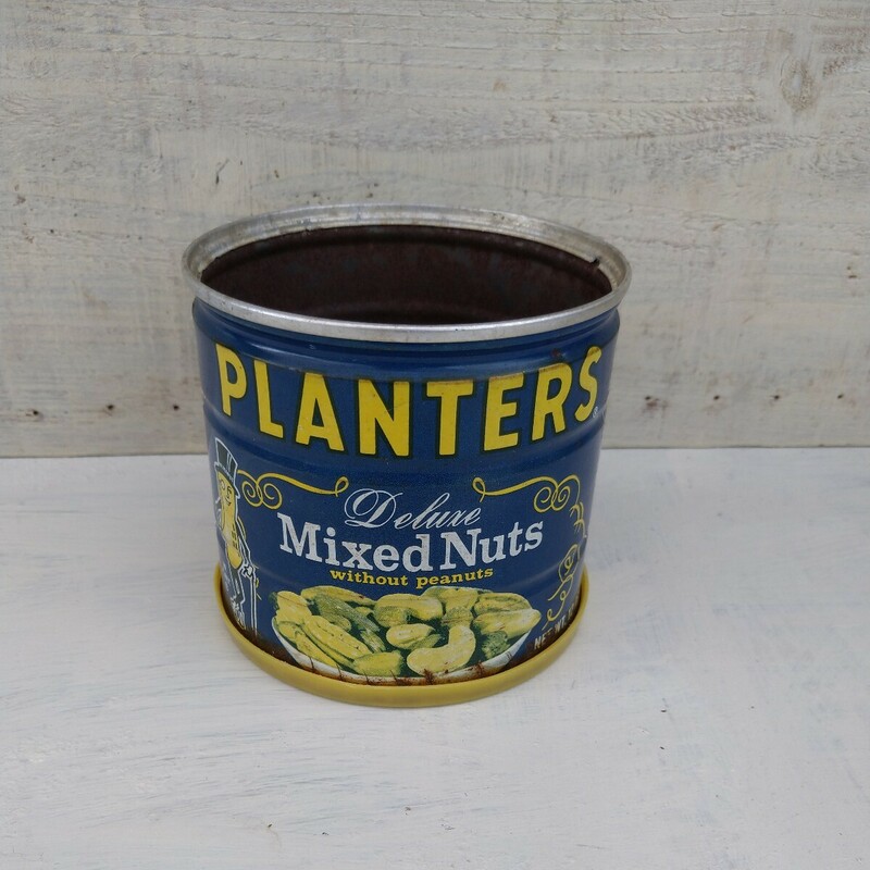 PLANTERS Mixed Nuts 空き缶 ジャンク 錆鉄 レトロ缶 空缶 アメリカ ニューヨーク 多肉植物鉢カバー等に