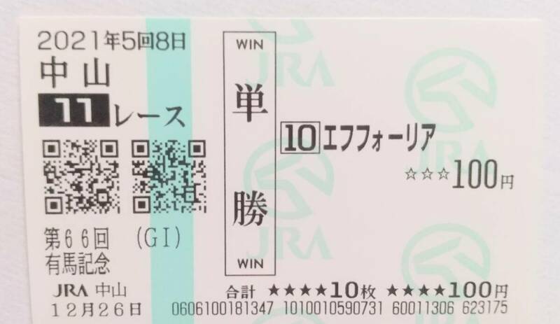 2021年　有馬記念　エフフォーリア　現地的中