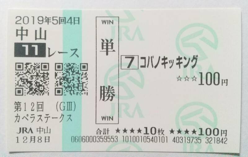 19年　カペラS　コパノキッキング　現地的中　藤田菜七子JRA重賞初勝利