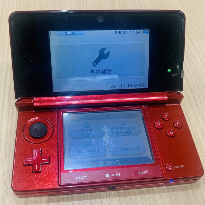 【N-20036】1円～ Nintendo 3DS CTR-001 レッド 通電確認済み ニンテンドー ゲーム機 ホビー 本体のみ 現状品 保管品