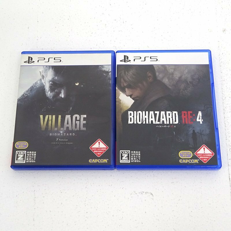 ★中古★【Z指定:18歳未満購入不可/タバコ臭有】PS5ソフト BIOHAZARD RE:4 BIOHAZARD VILLAGE Z Version 計2本セット★【GM619】