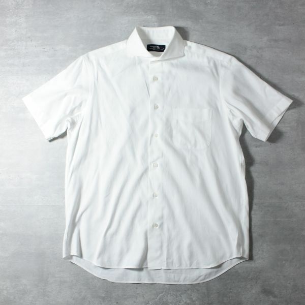 L0166 Maker's Shirt 鎌倉シャツ メンズ 半袖 ホリゾンタルカラー カッター Yシャツ ビジネス カジュアル ホワイト L