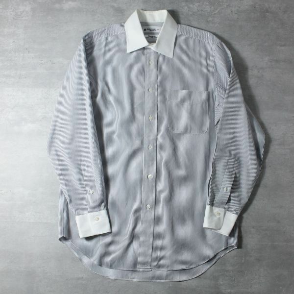 L0164 Maker's Shirt 鎌倉シャツ メンズ Xinjiang 100 ストライプ柄 長袖 クレリック シャツ ビジネス カジュアル ネイビー 白 39 82