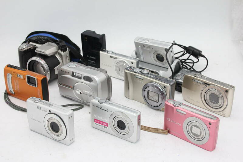 Y1116 カシオ Casio Exilim パナソニック Panasonic Lumix チャージャー など付属品等含む コンパクトデジタルカメラ10台セット ジャンク