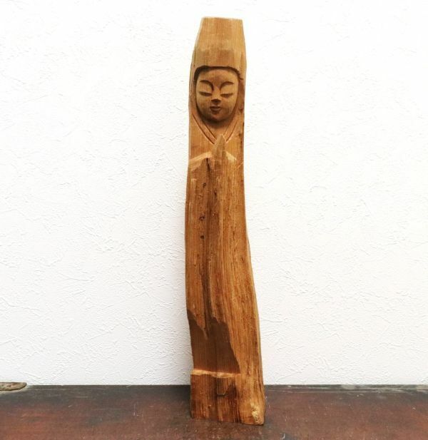 木彫 屋久杉彫刻 とても優しいお顔の観音菩薩像 円空仏 n651