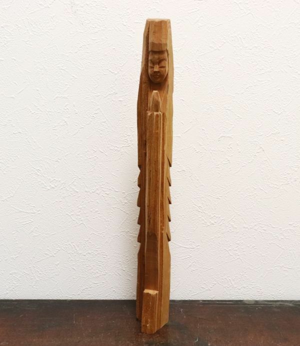 木彫 屋久杉彫刻 とても優しいお顔の観音菩薩像 円空仏 n655