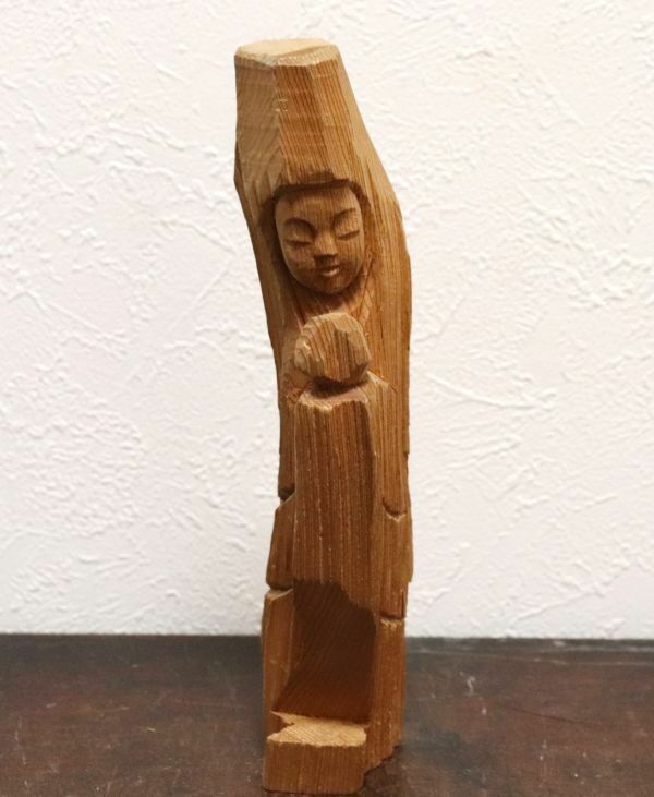 木彫 屋久杉彫刻 とても優しいお顔の観音菩薩像 円空仏 n658