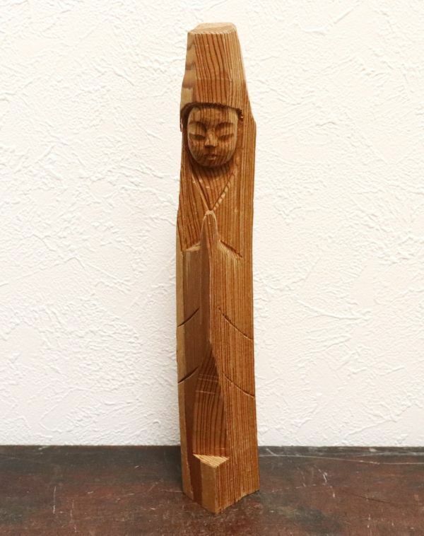 木彫 屋久杉彫刻 とても優しいお顔の観音菩薩像 円空仏 n656