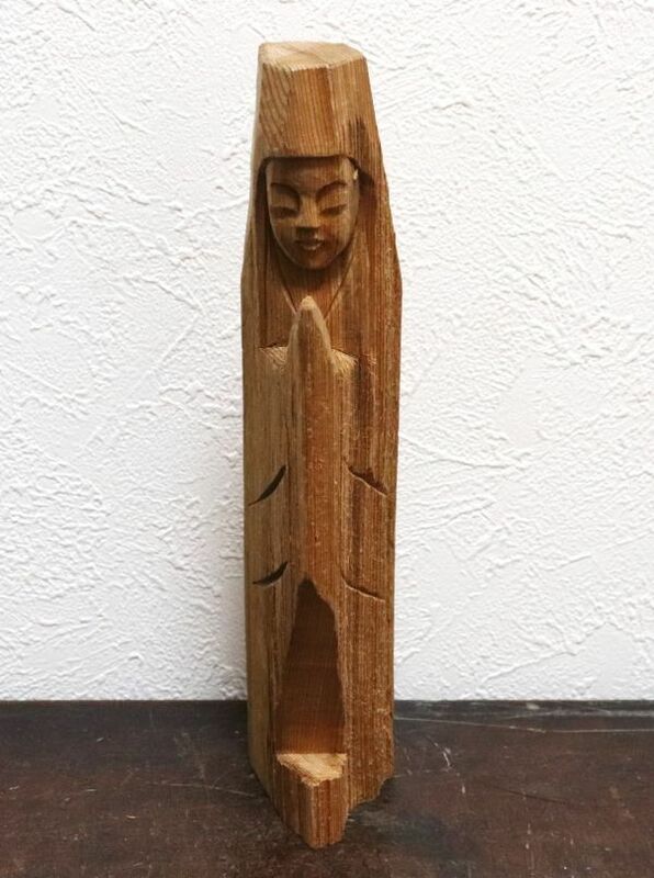 木彫 屋久杉彫刻 とても優しいお顔の観音菩薩像 円空仏 n657