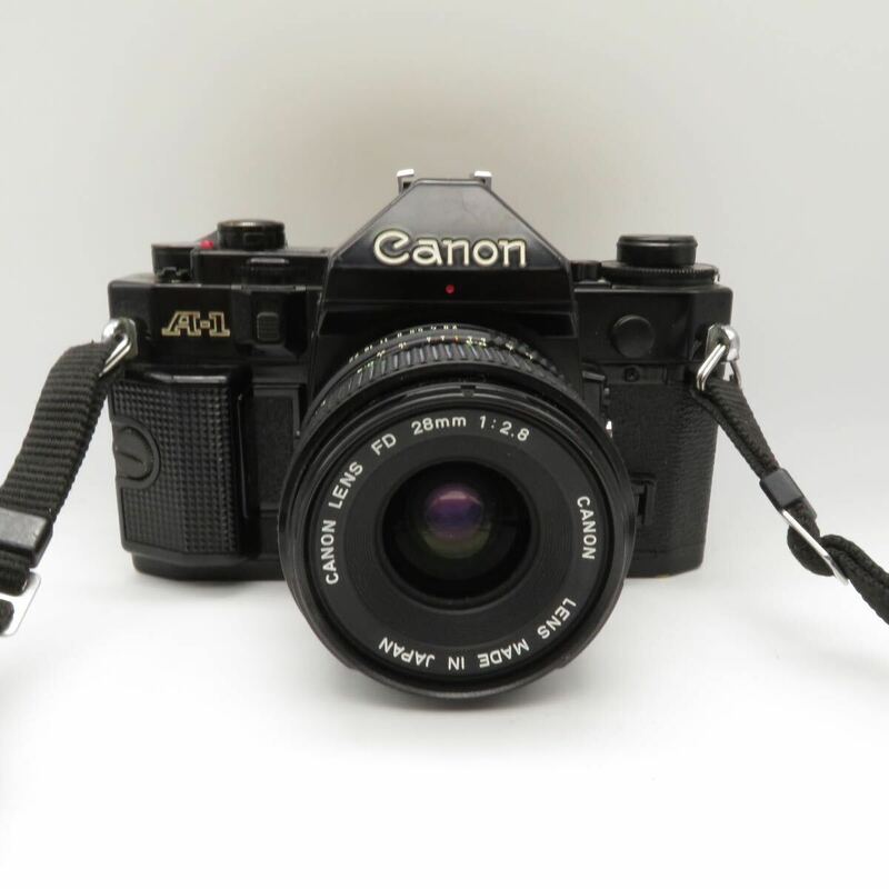 動作品 Canon A 1 一眼レフカメラ Canon FD 28 1 2.8 単焦点レンズ付属
