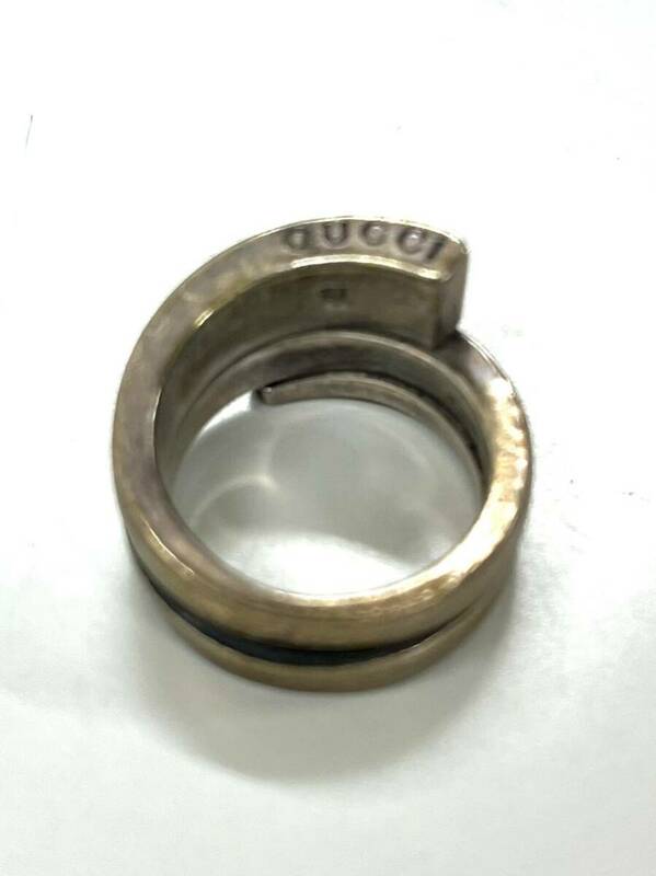 1円～ GUCCI グッチ シルバーリング 指輪 SV925 螺旋 Gロゴ 保存袋付き 11.2g