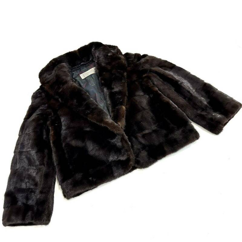 【貂商】h2991 SAGA MINK ミンク デザインコート ハーフコート セミロング ブラック ダーク ミンクコート 貂皮 mink身丈 約55cm