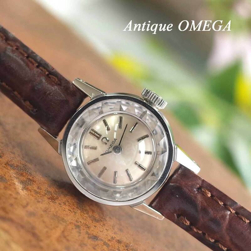 安心分解掃除済 オメガ 60's アンティーク カットガラス 511.166 SS 新品革ベルト レディース 手巻 腕時計 OMEGA 1年保証