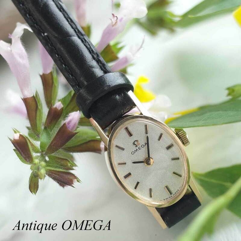 分解掃除済 オメガ 70’S アンティーク K9 オーバル ゴールド 新品革ベルト レディース cal.485 手巻き 腕時計 OMEGA 1年保証