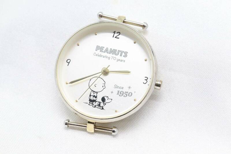 【W144-67】動作品 電池交換済 PEANUT SNOOPY ピーナッツ スヌーピー 70周年記念モデル腕時計 フェイスのみ メンズ【送料全国一律185円】