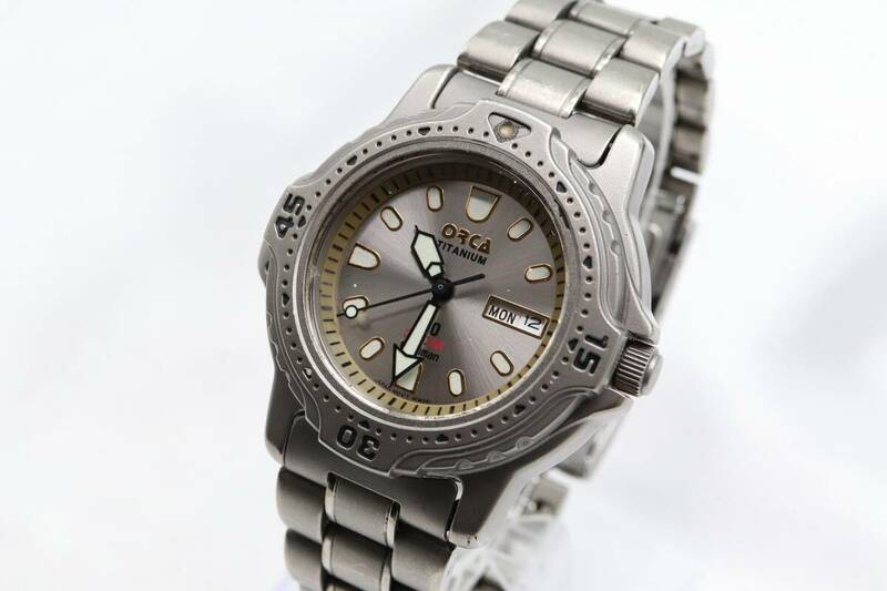 【W145-25】動作品 電池交換済 ORCA TITANIUM チタニウム 回転ベゼル 腕時計 OR91 メンズ【送料全国一律380円】