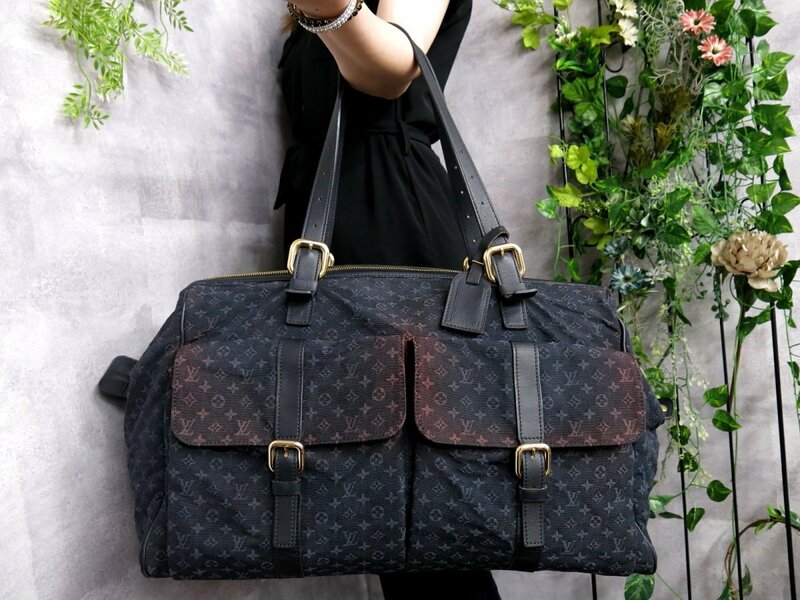 ●美品●LOUIS VUITTON ルイ・ヴィトン●モノグラム・ミニ●ルイーズ●M42321●ボストン バッグ●ネイビー●G金具●大容量 旅行●Js46902