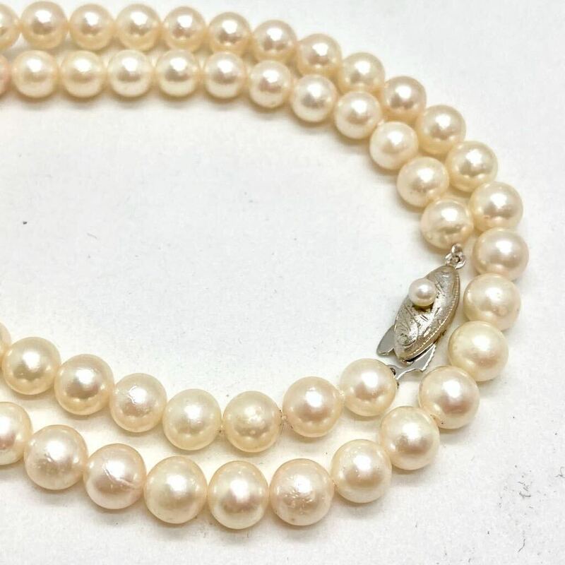 「アコヤ本真珠ネックレス」m 重量約27.4g 約6.5-7mm 約45cm pearl necklace silver DB0/DC0