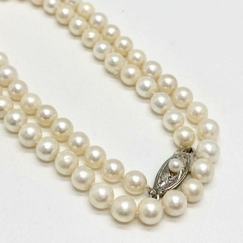 「アコヤ本真珠ネックレス」m 重量約 19g 約 5.5-6mm 約45cm pearl necklace silver CC8/CC8