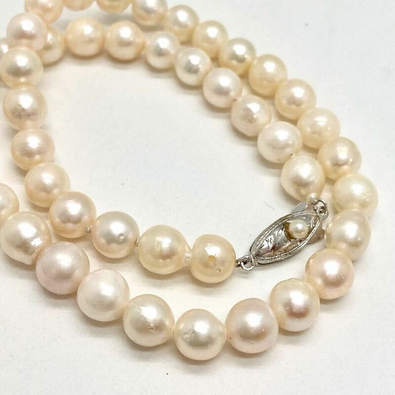 「アコヤ本真珠ネックレス」m 重量約 34.9g 約7.5mm 約39cm pearl necklace silver DA0/DA0