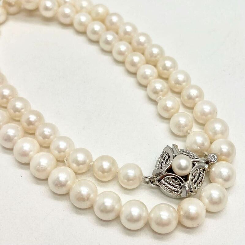 「アコヤ本真珠ネックレス」m 重量約 25.3g 約 6-6.5mm 約44.5cm pearl necklace silver CF0/DA0