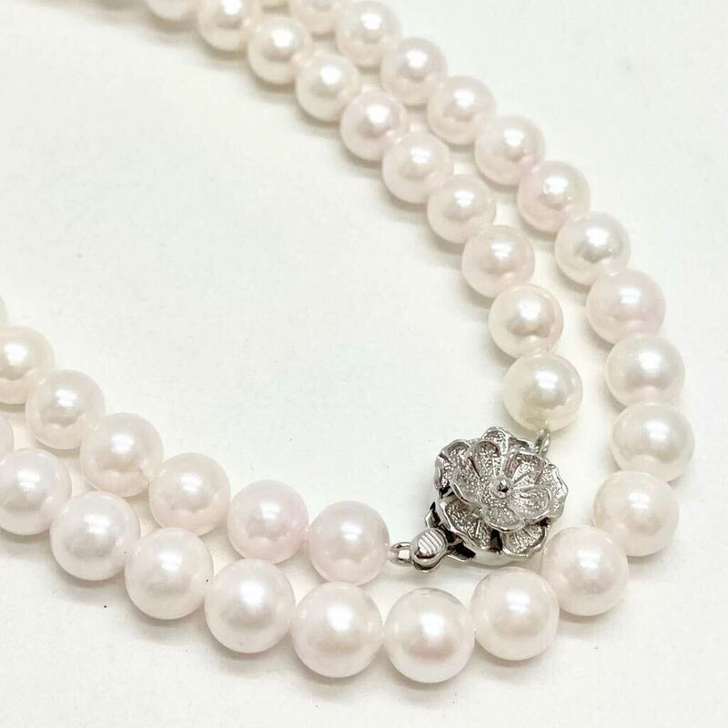 「アコヤ本真珠ネックレス」m 重量約 32.9g 約 7mm 約48cm pearl necklace silver CE0/DA0