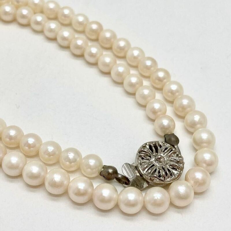 「アコヤ本真珠ネックレス」m 重量約 20.4g 約5.5-6 mm 約43cm pearl necklace silver DA0/DC0