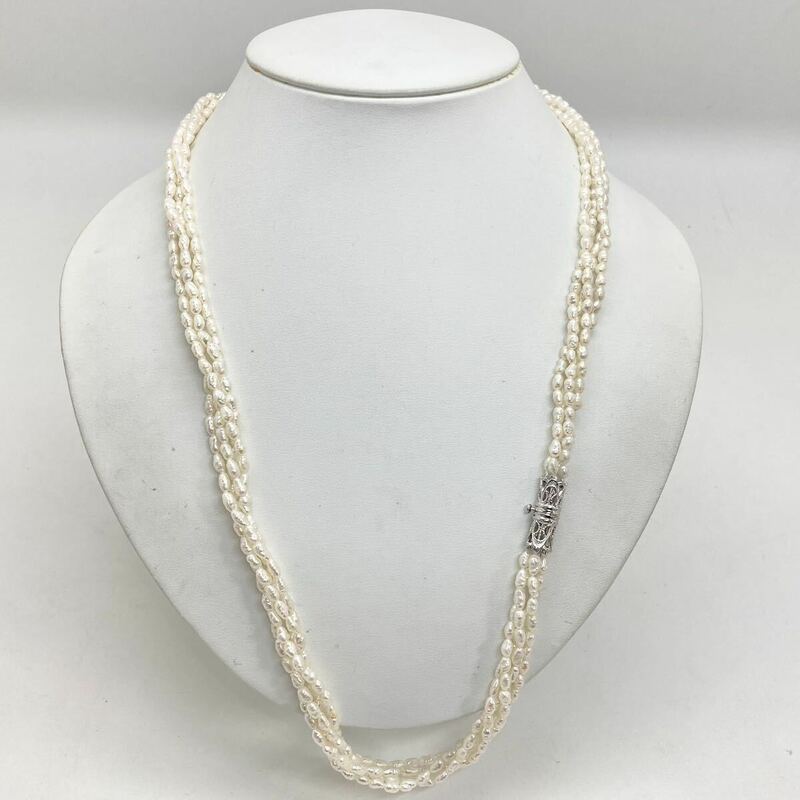 「淡水パールネックレス」m 約41.4g 約3.5mm真珠 ケシ バロック ベビー pearl Pearl necklace jewelry silver DA0/DA0