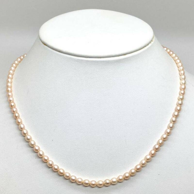 「淡水パールネックレス」m 約9.9g 約3.9-4mm真珠 ケシ バロック ベビー pearl Pearl necklace jewelry silver DB0/DB0