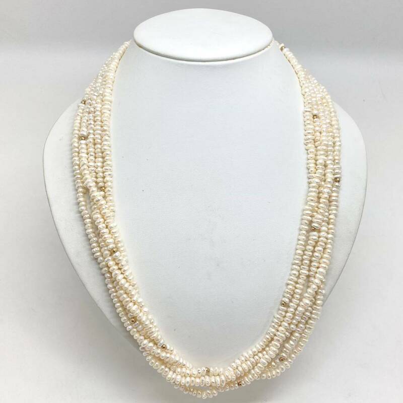 「淡水パールネックレス」m 約 108.5g 約4-5.5mm真珠 ケシ バロック ベビー pearl Pearl necklace jewelry silver DA0/DC0