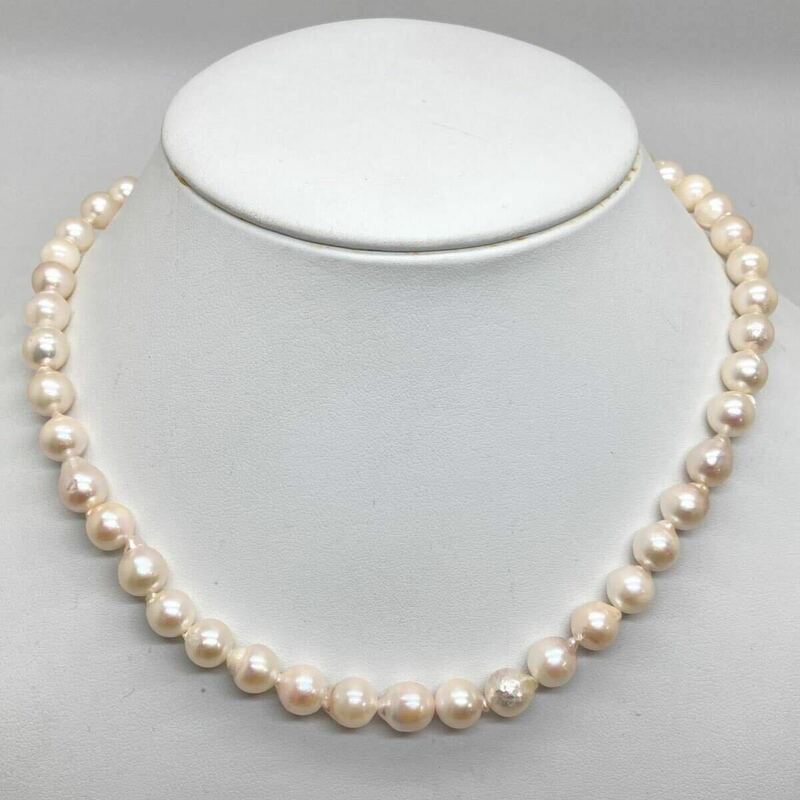 「アコヤ本真珠ネックレス」m約 33.9g 約7.5-8mmパールバロック pearl necklace accessory jewelry silver DB0/DC0