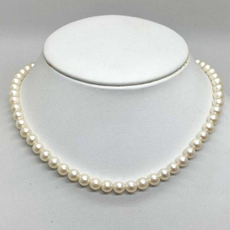 「アコヤ本真珠ネックレス」m約 22.3g 約6-6.5mmパール pearl necklace accessory jewelry silver CE0/DA0