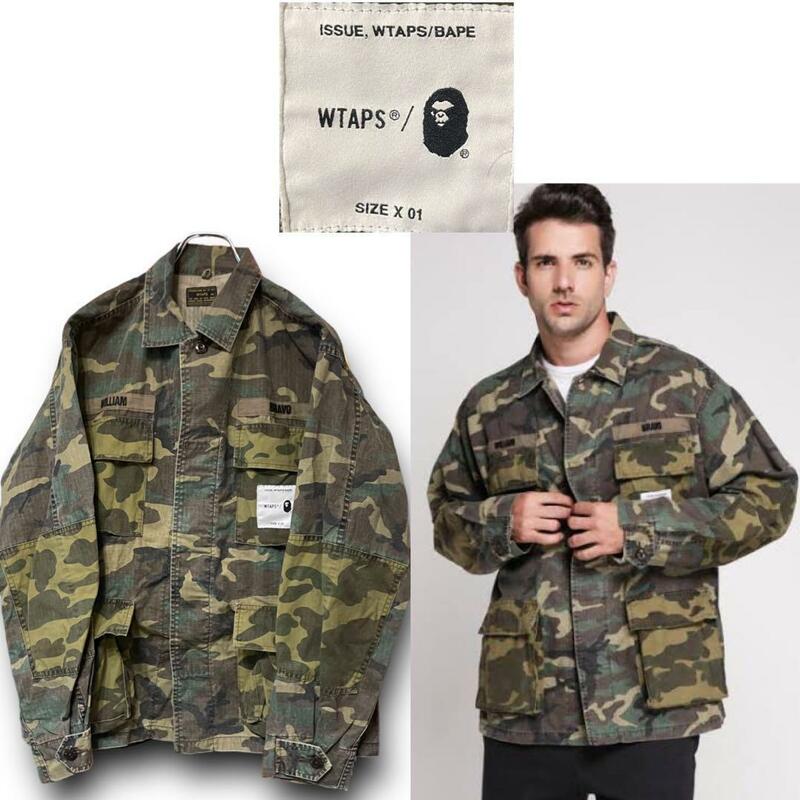 WTAPS x A BATHING APE ダブルタップス x ア ベイシング エイプ カモフラ 迷彩 ミリタリー ジャケット size 01 日本製