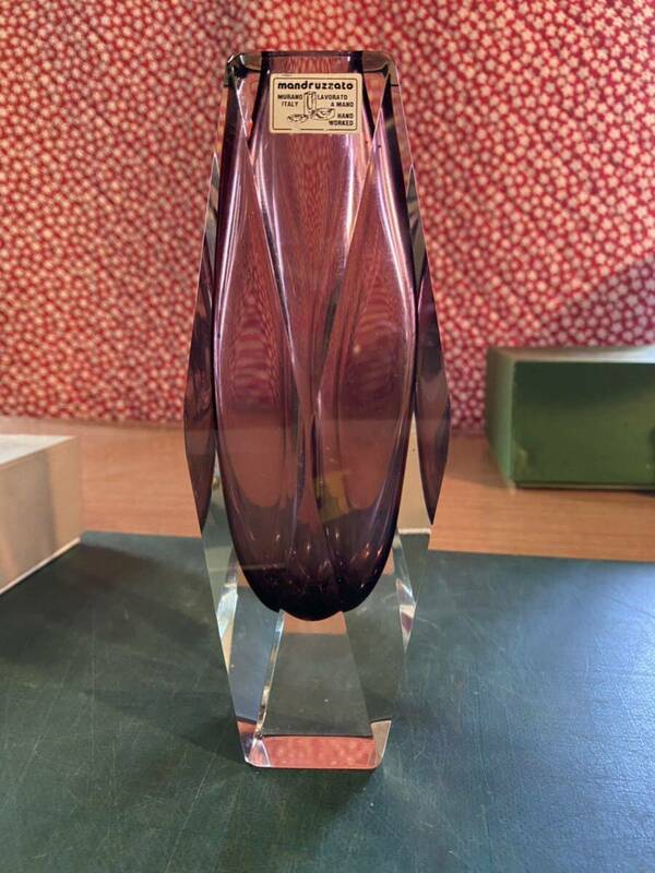 MURANO 花瓶 一輪挿し イタリア製　ビンテージ　花器 Mandruzzato ムラーノ ガラス　