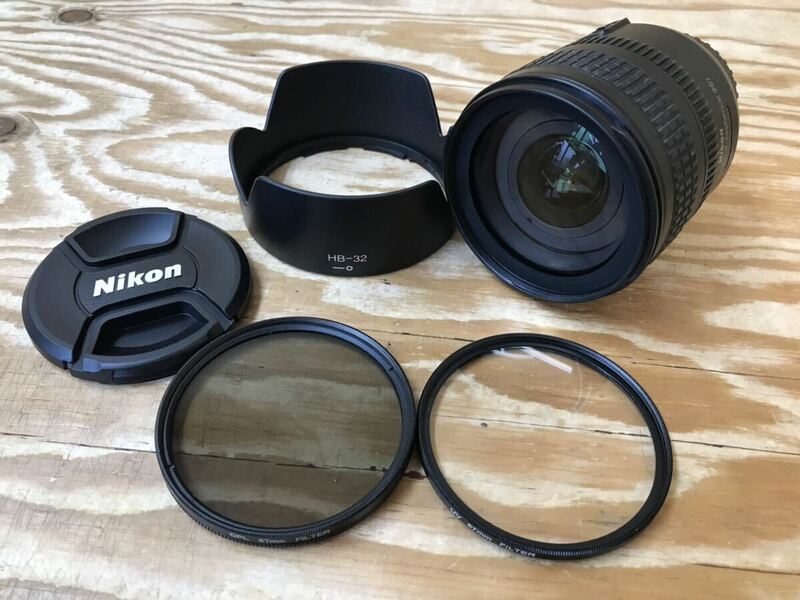 mI 60 ニコン レンズ ⑧ Nikon DX AF-S NIKKOR 18-70mm 1:3.5-4.5G ED フード HB-32 フィルター セット φ67 ※動作未確認、ジャンク扱い