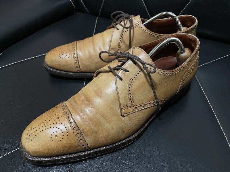 良品 Crockett&Jones クロケットアンドジョーンズ X29603 8D≒26.5cm レザーシューズ ビジネスシューズ パンチドキャップトゥ BRW 英国製 