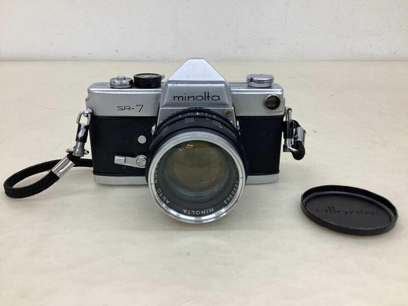 【シャッターOK】minolta ミノルタ SR-7 ブラック フィルムカメラ レンズ AUTO ROKKOR-PF 1:1.4 f=58mm アンティーク