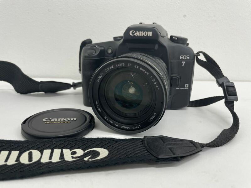 【シャッターOK】Canon キャノン EOS 7 フィルムカメラ レンズ ZOOM LENZ EF 24-85mm 1:35-4.5 黒 ブラック 一眼レフカメラ レトロ