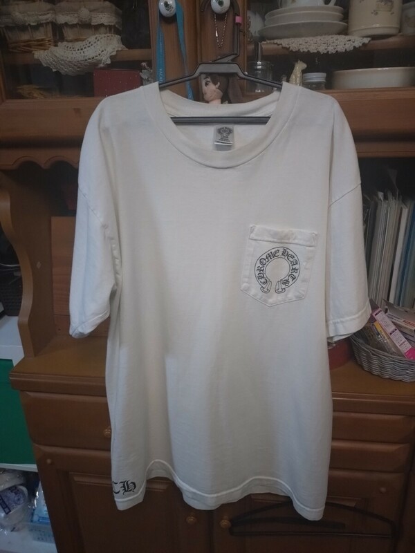 クロムハーツ スクロール ラベル ロゴ Tシャツ サイズL 白 CHROME HEARTS SCROLL LABEL logo T-SHIRT Tee 半袖 初期 トップス