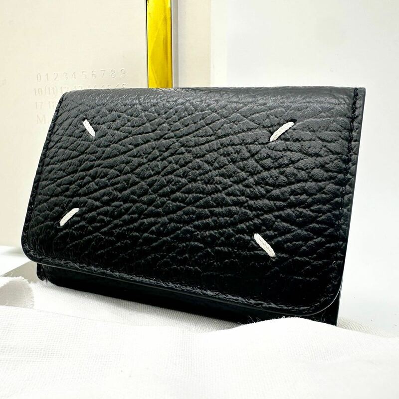 Maison Margiela メゾンマルジェラ 三つ折り財布 ブラック カレンダーロゴ ユニセックス メンズ レディース レザー コンパクト