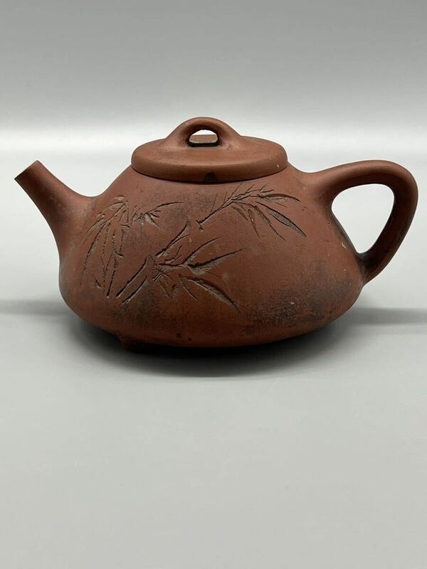 中国 煎茶道具 朱泥壷 急須 在銘 紫砂 時代物 