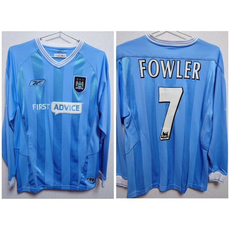 Reebok　2002〜2004 マンチェスターシティ　ファウラー　長袖 ユニフォーム Manchester City　Fowler　ネームナンバーフロッキー